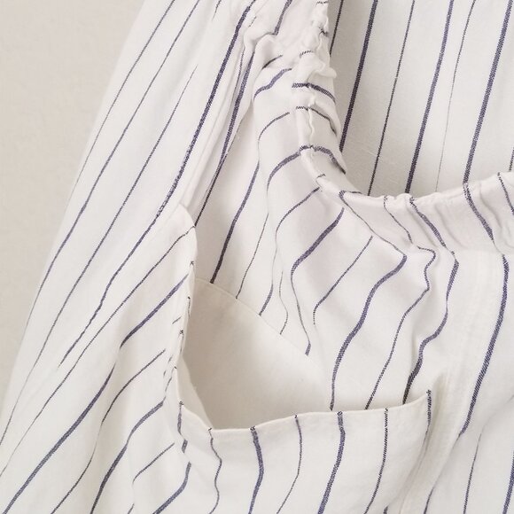 Madewell Linen-Blend Pull-On High-Rise Wide-Leg Pants White Navy Stripe XXL $88 - Picture 9 of 16